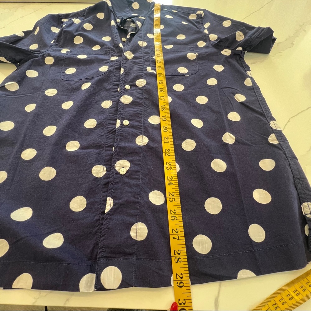 J.CREW Mens Short-sleeve Slub cotton camp collar shirt in Blue Polka Dot, Medium - Picture 12 of 12